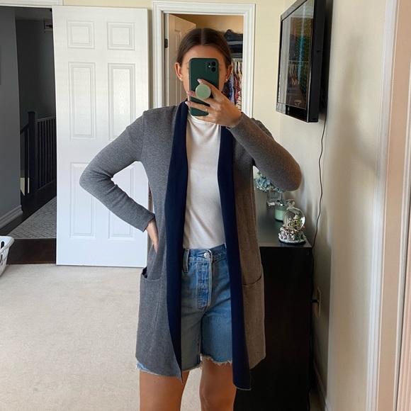 XS Tommy Hilfiger Grey/Navy Cardigan - Picture 1 of 8